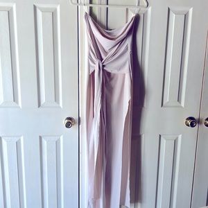 Strapless nude dress with wrap and split